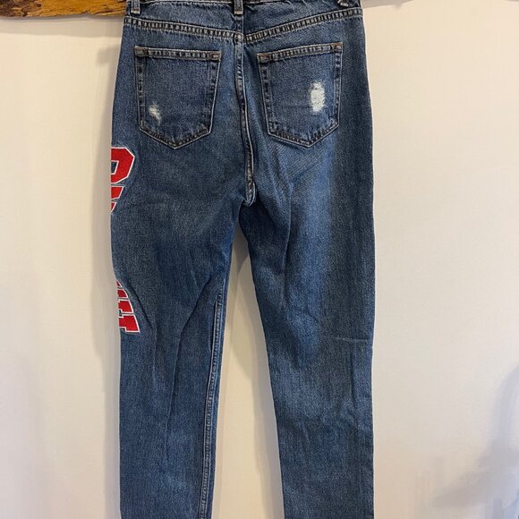 Sandro Designer Tapered Embroidered Leg Jeans, Size 34/ XS - Picture 3 of 4